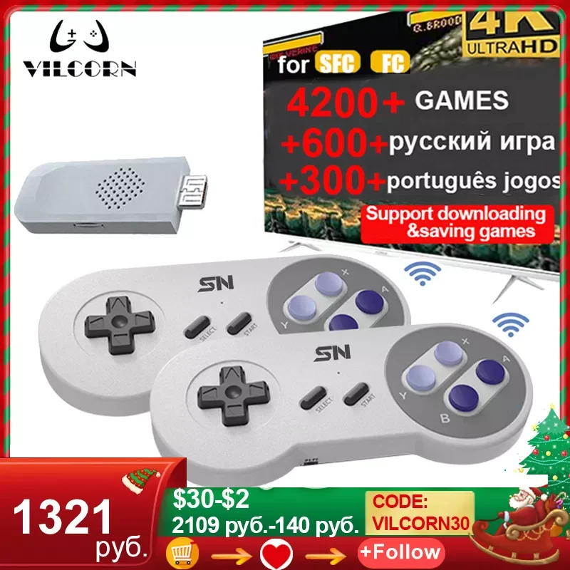 

16-bit Everdrive Wireless Dendy Retro Game Console For Super SNES NES Game Stick Console 4k For SFC Drive