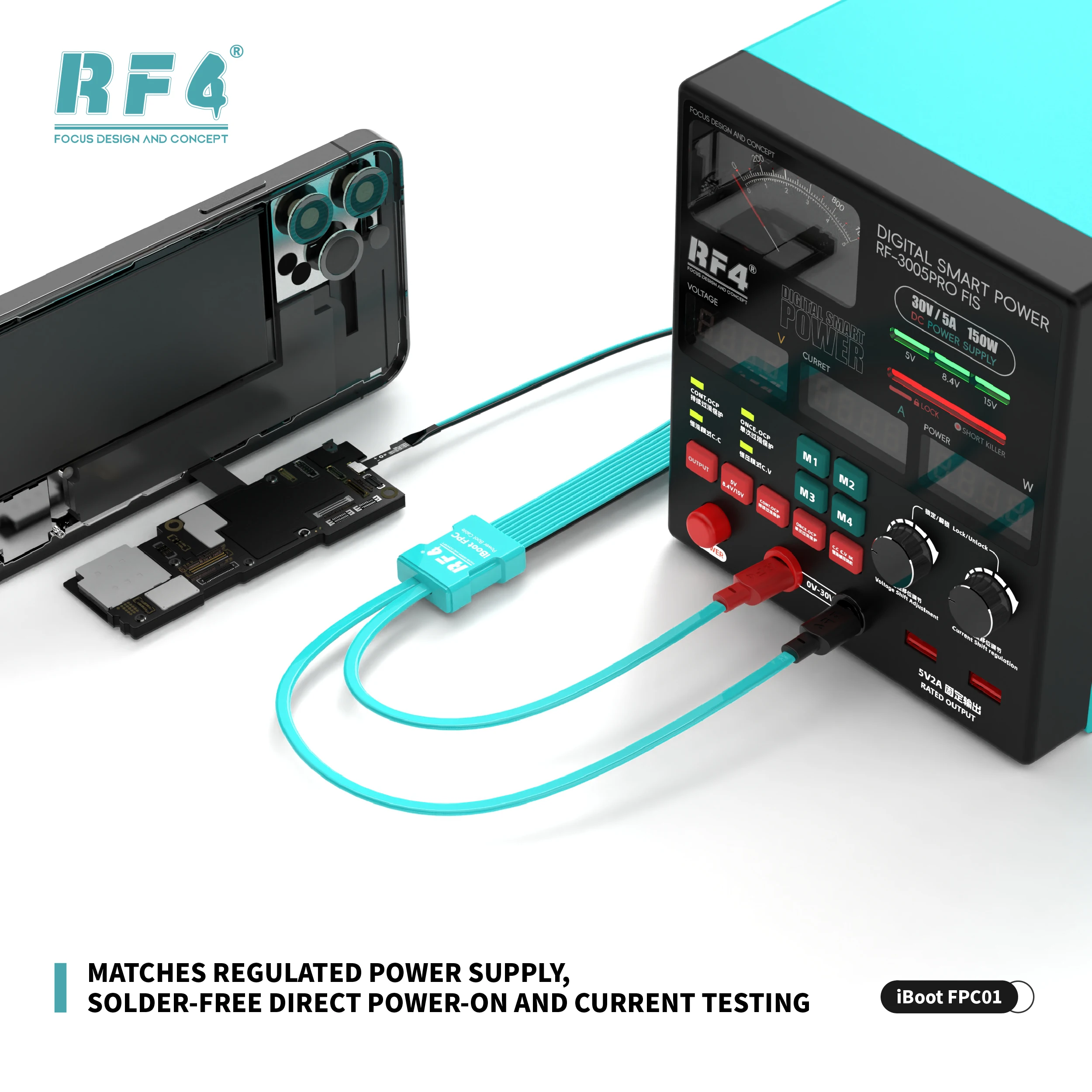 Фото Кабель для активации материнских плат RF4 iBoot FPC01, тестовый кабель питания DC для iPhone 8-11, 12, 13, 14, 15, 17 №3