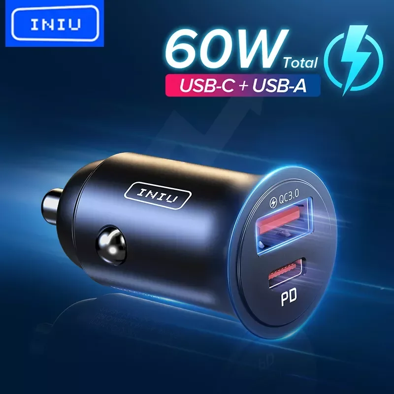 

60W USB Car Charger 5A Type C PD QC Fast Charging Phone Adapter 13 12 11 Pro Max 8 S21 S20 S10 S9