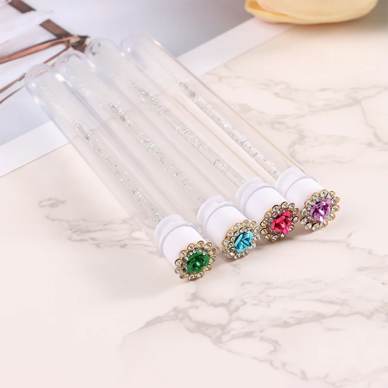 

1Pc Reusable Makeup Brushes Tube Eyelash Brush Mascara Brush Diamond Rose Eyelash Brush Tube