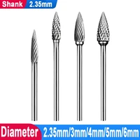 2pcs 2 35mm shank tungsten steel grinder carbide rotary file milling cutter burr engraving heads tools dremel accessories