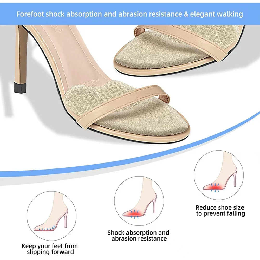 Silicone Forefoot Insert Foot Pads for Shoes Women High Heels Sandals Half Gel Insoles for Shoes Anti-Slip Round Toe Cushion