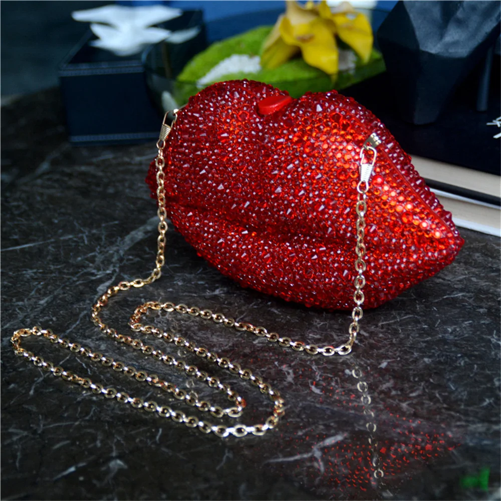 Luxury Dinner Bag Diamond-encrusted Nightclub Hand Party Rhinestone Bag Acrylic Iip Chain Dinner Shoulder Bag Cross-body Bag