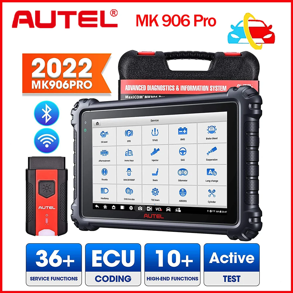 Bluetooth-сканер Autel MaxiCOM MK906Pro, обновленный, MK906BT MS906 PK MS906BT с кодированием ECU Ac