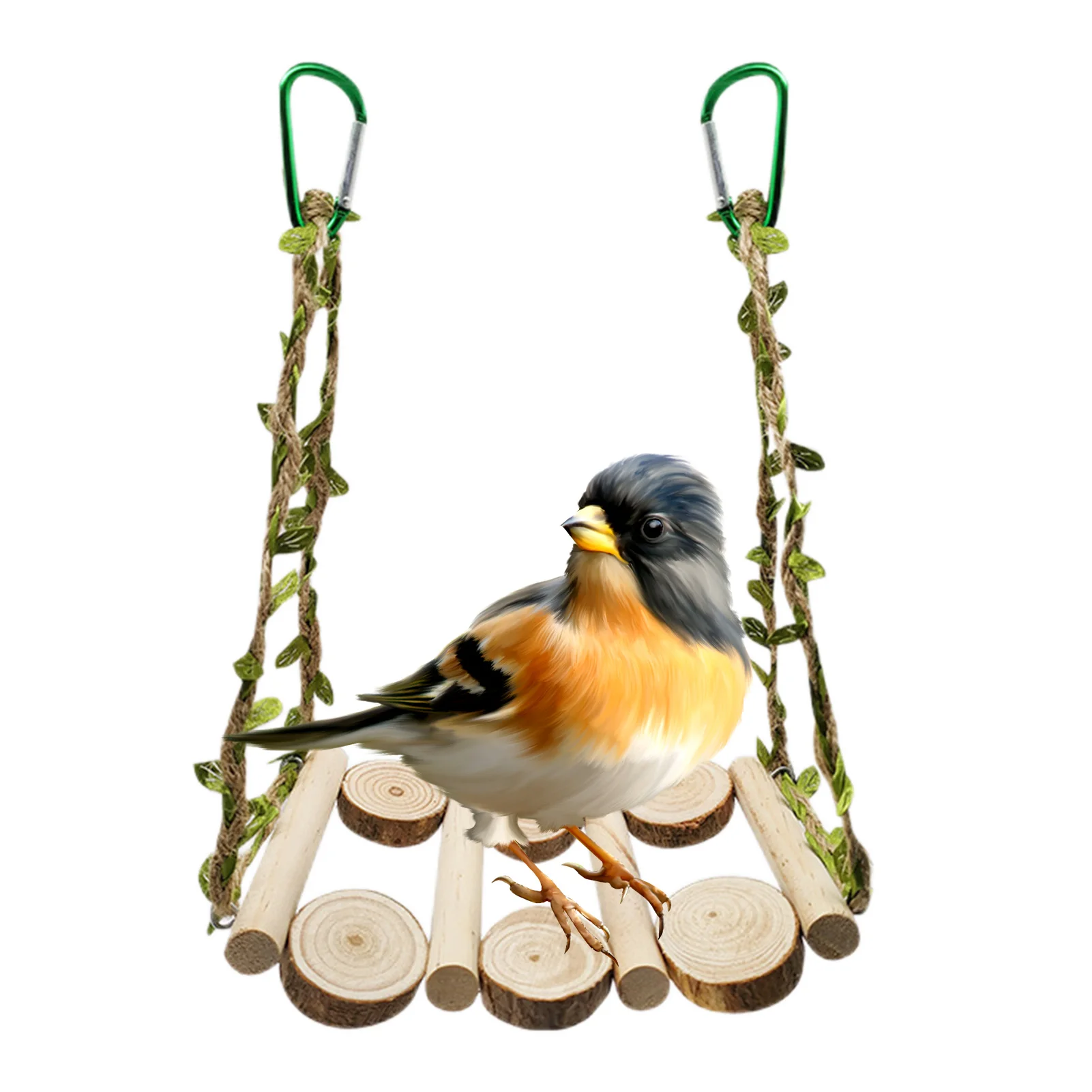 Bird Hanging Swing Toys Natural Wood Perches Bird Toy for Hamster Gerbil Mouse wzpi