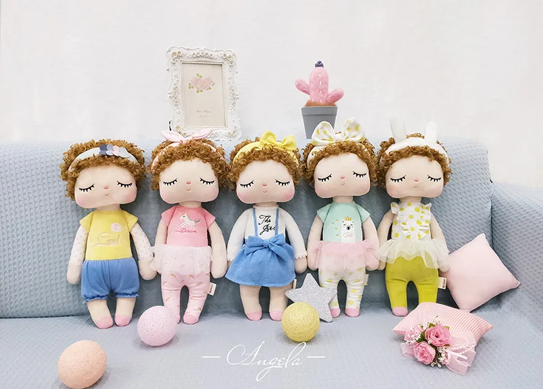

[Funny] Stuffed plush toys curly hair Girl Cloth Doll plush PP cotton Toy Soft Stuffed pillow doll soothing baby birthday gift