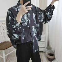 flower shirts men fashion society mens dress shirts korean loose casual print shirts mens ice silk long sleeved shirts m 2xl