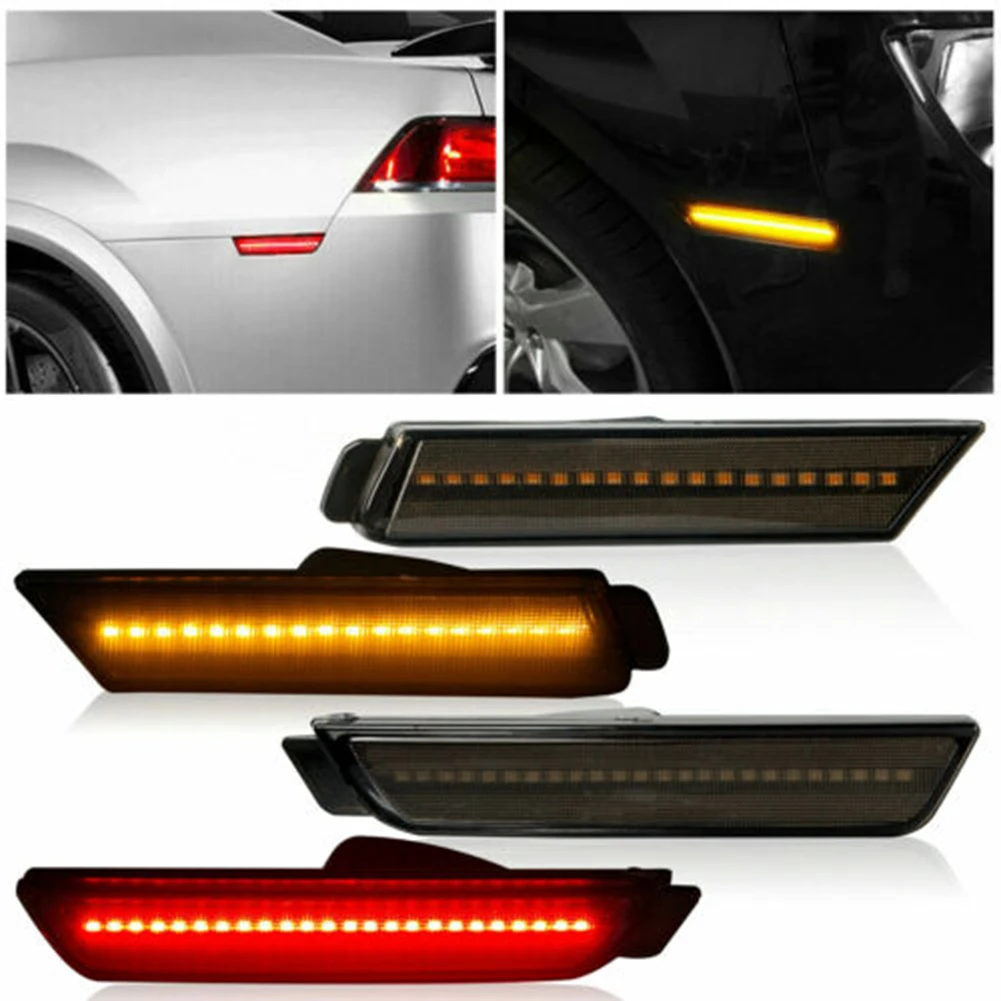 

Car LED Light Car Side Marker Lights Bumper Side Marker Light For Chevy Camaro 2010-2015 Front+Rear Smoked LED Light