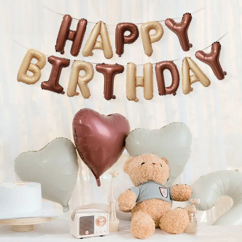 

Happy Birthday Balloons Coffee Green Foil Balloon Party Decoration For Girls Boys Letters Balloon Birthday Party Decoration