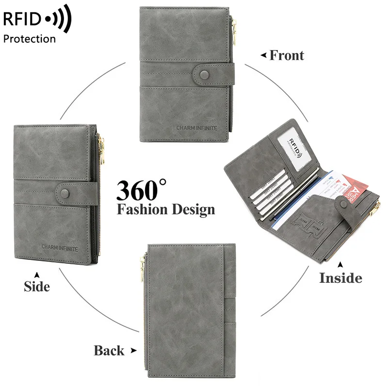 New document package anti-theft swipingRFIDPassport Case zipper hasp multifunctional travel passport bag id holder cardholder