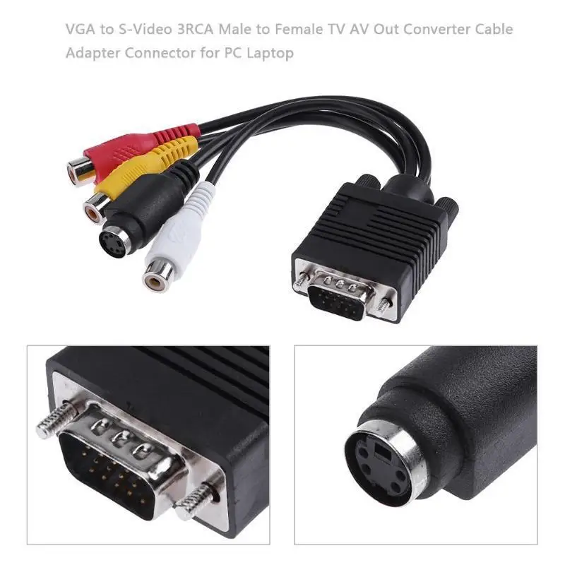 15-контактный VGA SVGA папа-S-видео 3 RCA разъем мама композитный AV-выход