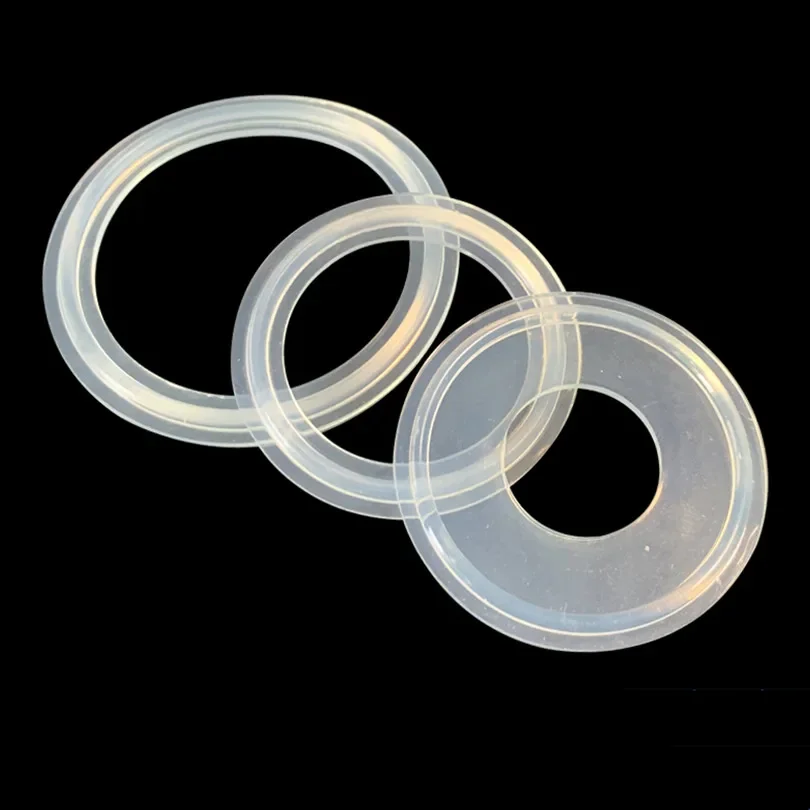 Прозрачное Силиконовое уплотнительное кольцо, 5 шт., 1/2 дюйма, 3/4 дюйма, 1 дюйм, 1,5 дюйма, 2 дюйма, 3 дюйма, 4 дюйма, три зажима, плоская шайба