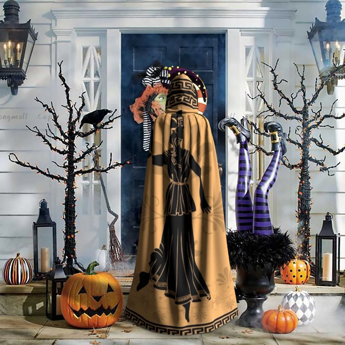 Взрослая греческая женщина на Хэллоуин с трафаретом амфоры накидка капюшоном