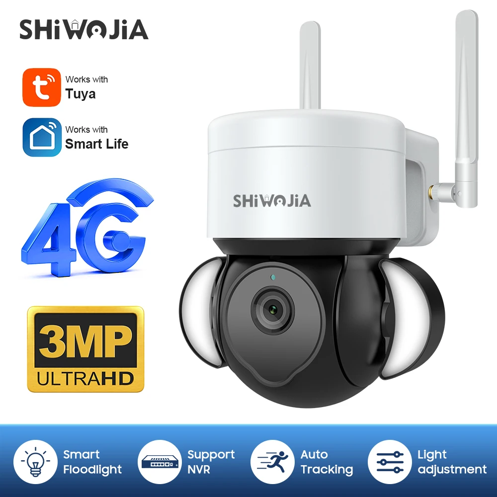

INQMEGA 4G 3MP IP Camera Outdoor Auto Tracking Security Protection Surveillance Smart Home Alexa Security CCTV H.265 Onvif
