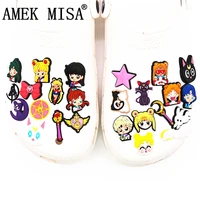 25pcs a lot japanese anime pvc shoe charms mix sailor moon shoe accessories clog decorations for croc jibz kids party x mas gift