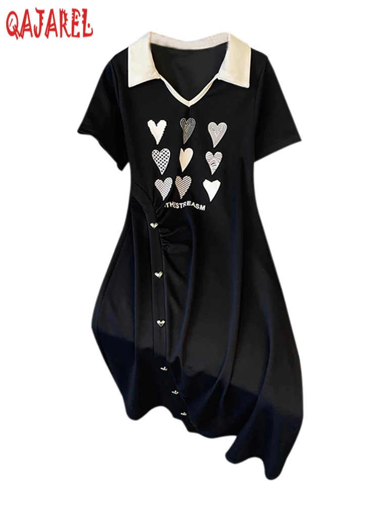 

Женское трикотажное платье-миди с коротким рукавом и принтом