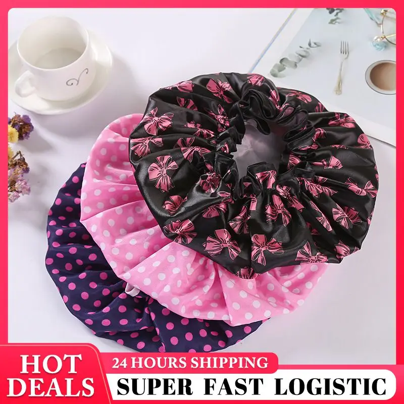 

Reusable Shower Cap Thicken Elastic Bath Hat Bathing Cap For Women Spa Women Supplies Shower Cap Bathroom Accessories