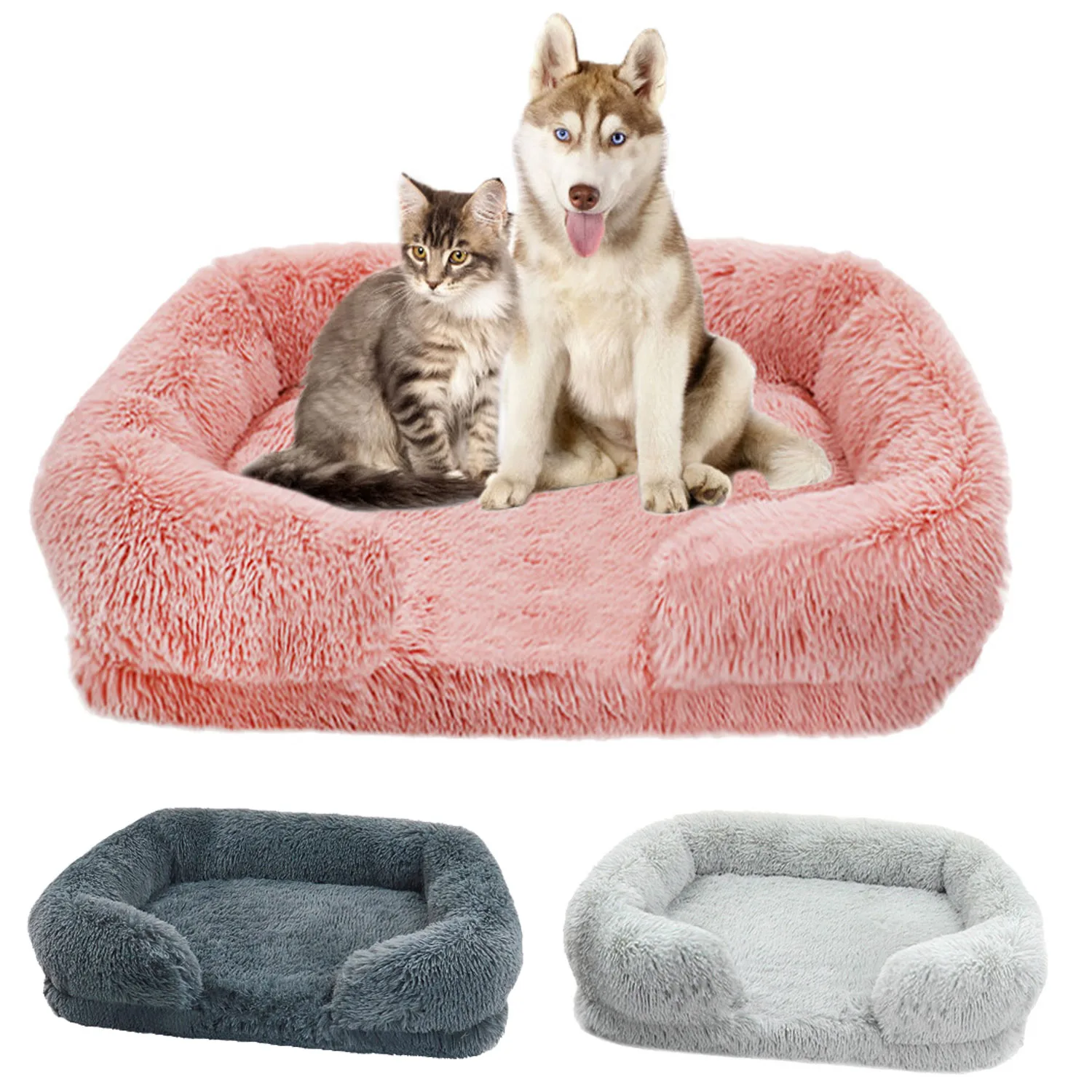 3 Warm Color Square Large Dog Beds Washable Winter Warm Cat Mattress Sofa Car Floor Thickened Dog Mat
