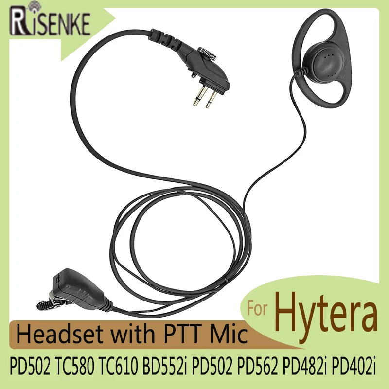 RISENKE Earpiece for Hytera TC580 TC610 TC620 BD552i PD502 PD562 PD482i PD402i RDR2500 XR150 Walkie Talkie Headset with PTT Mic