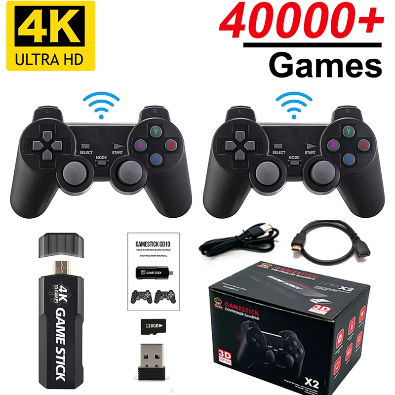 Игровой джойстик 4K GD10 128G 40000 игр Ретро игровая консоль HD видео беспроводной
