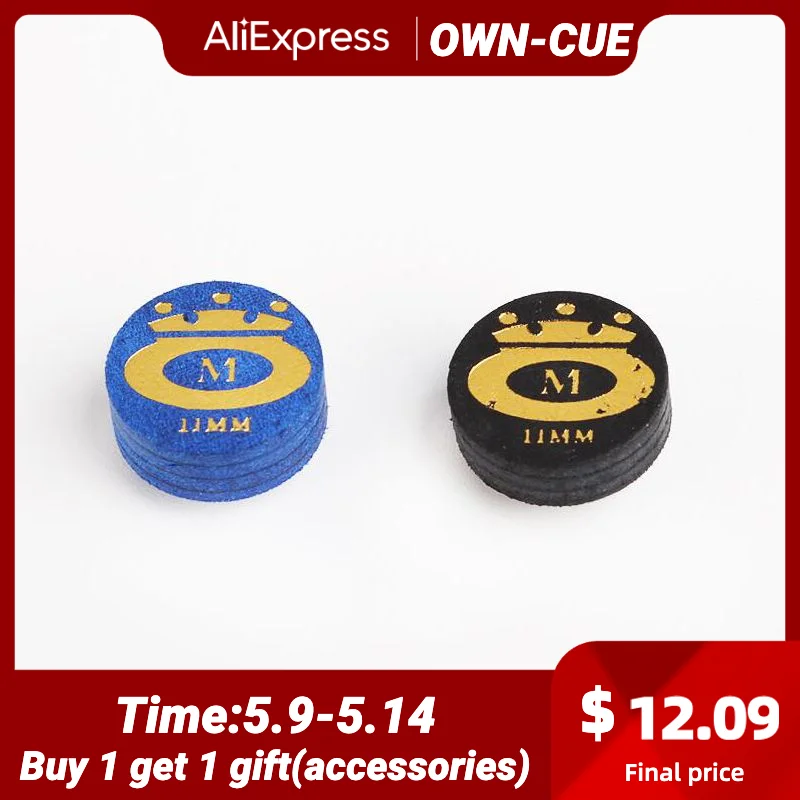 

O'MIN 14mm 5 Layers Pool Cue Tips High Quality Blue&Black Color Snooker Cue Tips Durable Billiard Accessories