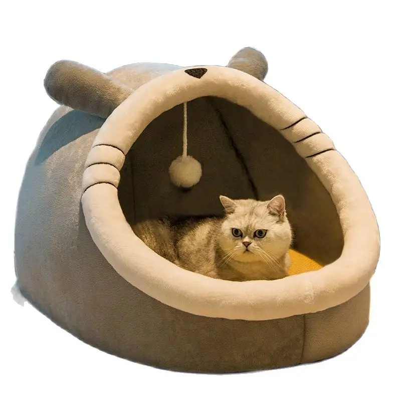 

Cat Litter Four Seasons Universal Cat Bed Semienclosed House Kitten Summer Cool Litter Removable and Washable Kennel Pet Supplie