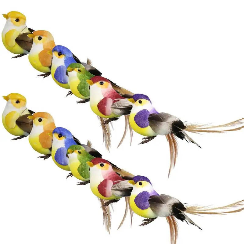 

Simulation Birds 12 Pcs Realistic Feather Birds Artificial Bird Ornaments DIY Craft For Wedding Decoration Home Garden Party