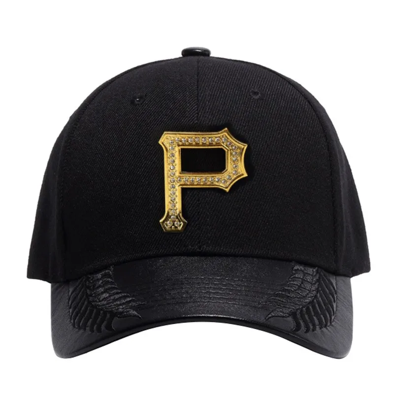 

Letter P Baseball Caps Cotton Metal Adjustable Snapback Hats Gorras Hip Hop Style for Women Men Black Boy Cool Flat