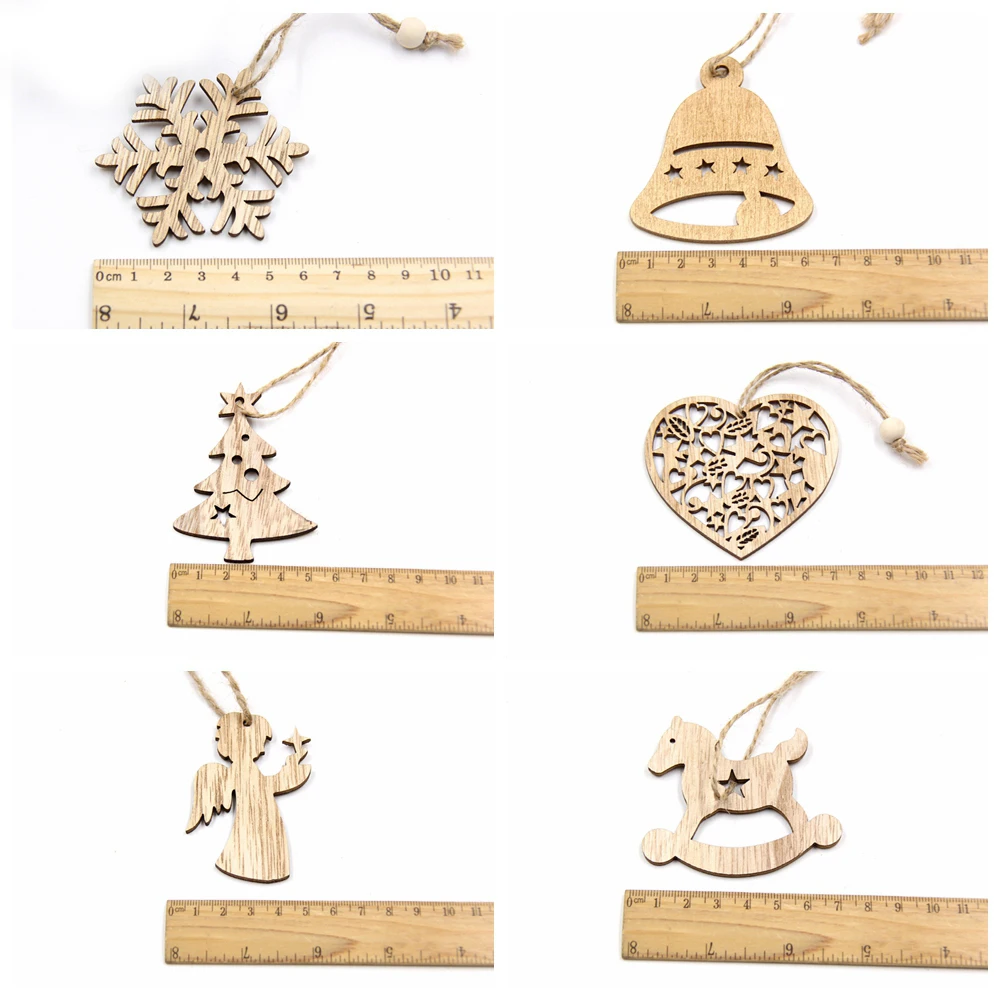 

Деревянные новогодние подвески DIY House 10 шт
