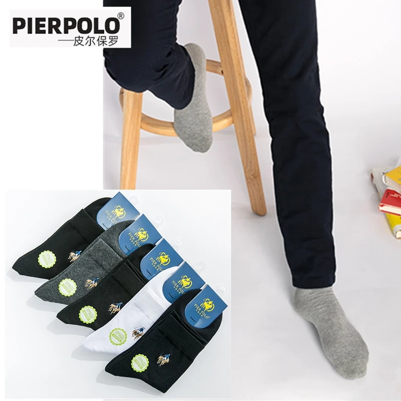 New 5 pairs of men's pure cotton medium socks men's dress brand pure color socks men's ship socks breathable deodorant socks