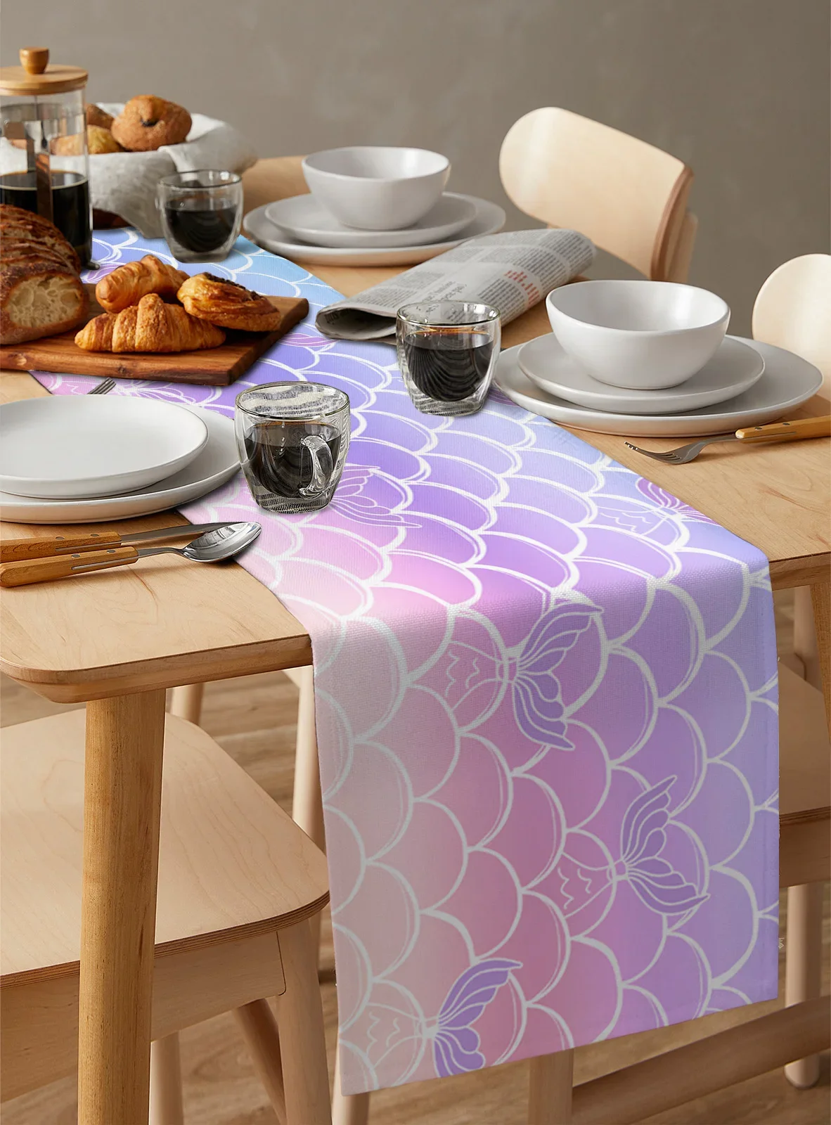 Хвост русалки градиентные льняные дорожки для стола аксессуары украшения