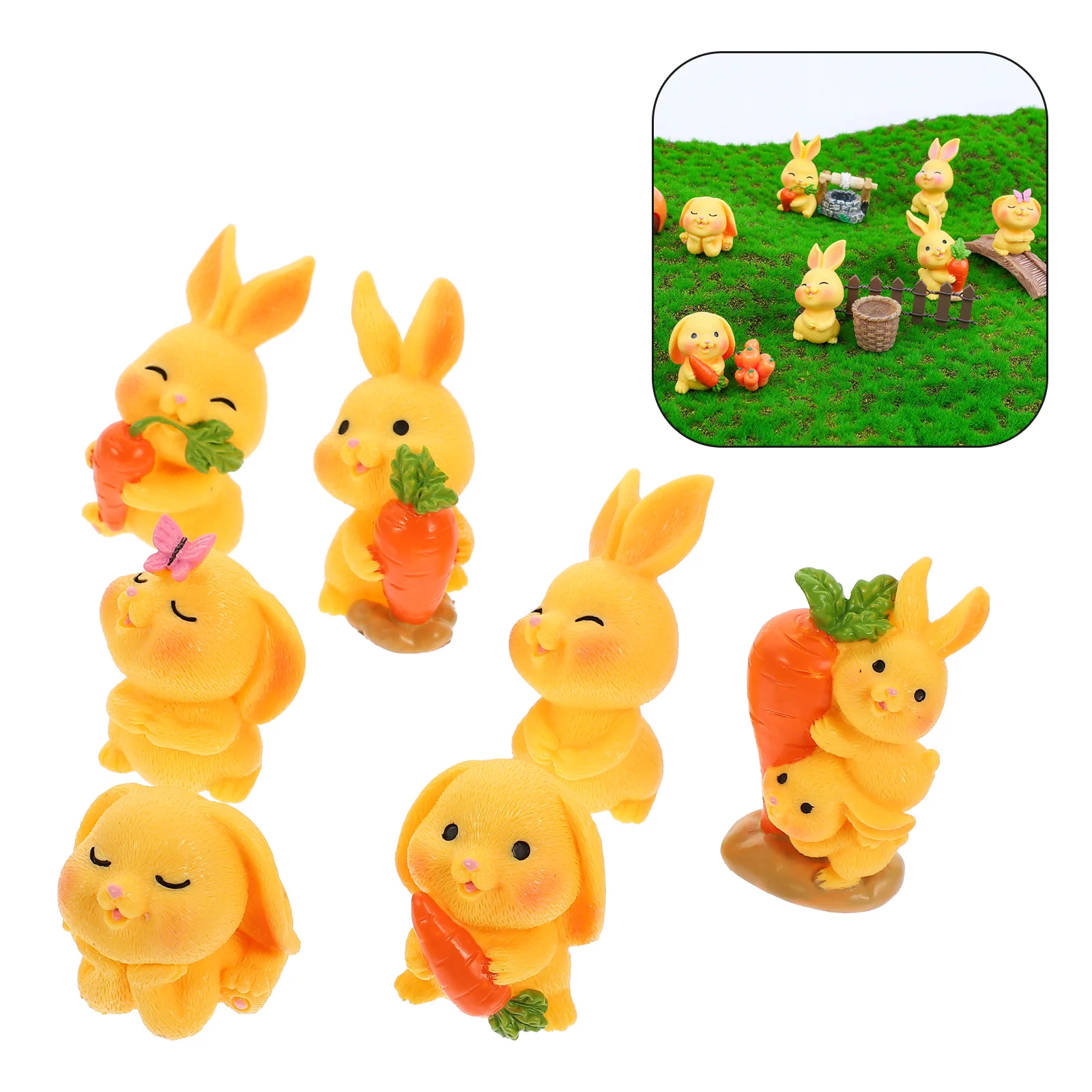

Bunny Figurines Miniature Rabbit Mini Figurine Animalsmall Garden Landscape Figure Tiny Cartoon Micro Decorations Resin