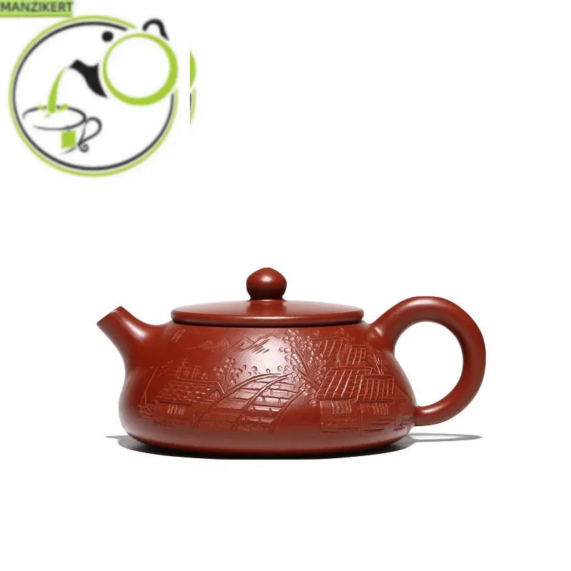 

120ml Chinese Yixing Purple Clay Teapots Raw Ore Dahongpao Stone Scoop Tea Pot Home Zisha Filter Kettle Customized Tea Set Gifts