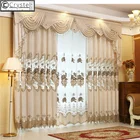 Шторы в европейском стиле для гостиной, столовой, спальни, роскошные вышитые бежевые шенилловые балдахины, тюлевые оконные открытые двери