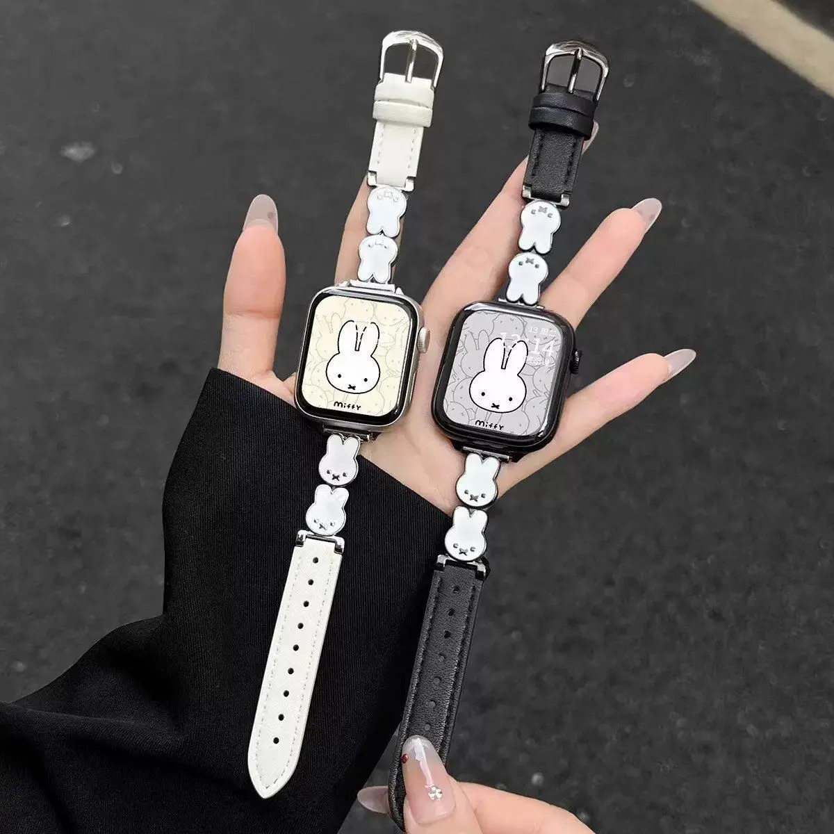 Фото Ремешок для часов IWatchS11 из натуральной кожи в новом стиле с изображением Миффи, милый, очаровательный, изысканный, компактный, нежный. №3