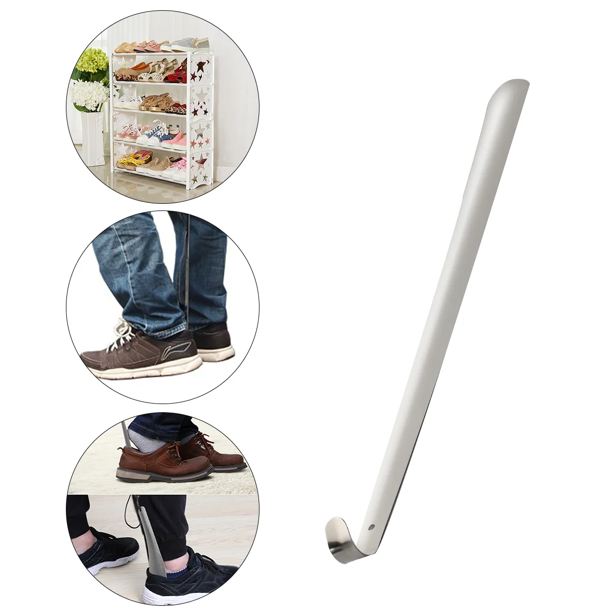

1pc Shoe Horn 50cm Shoe Horn with Hanging Hole Handled Metal Shoe Horn for Workers Craftsman Office Home