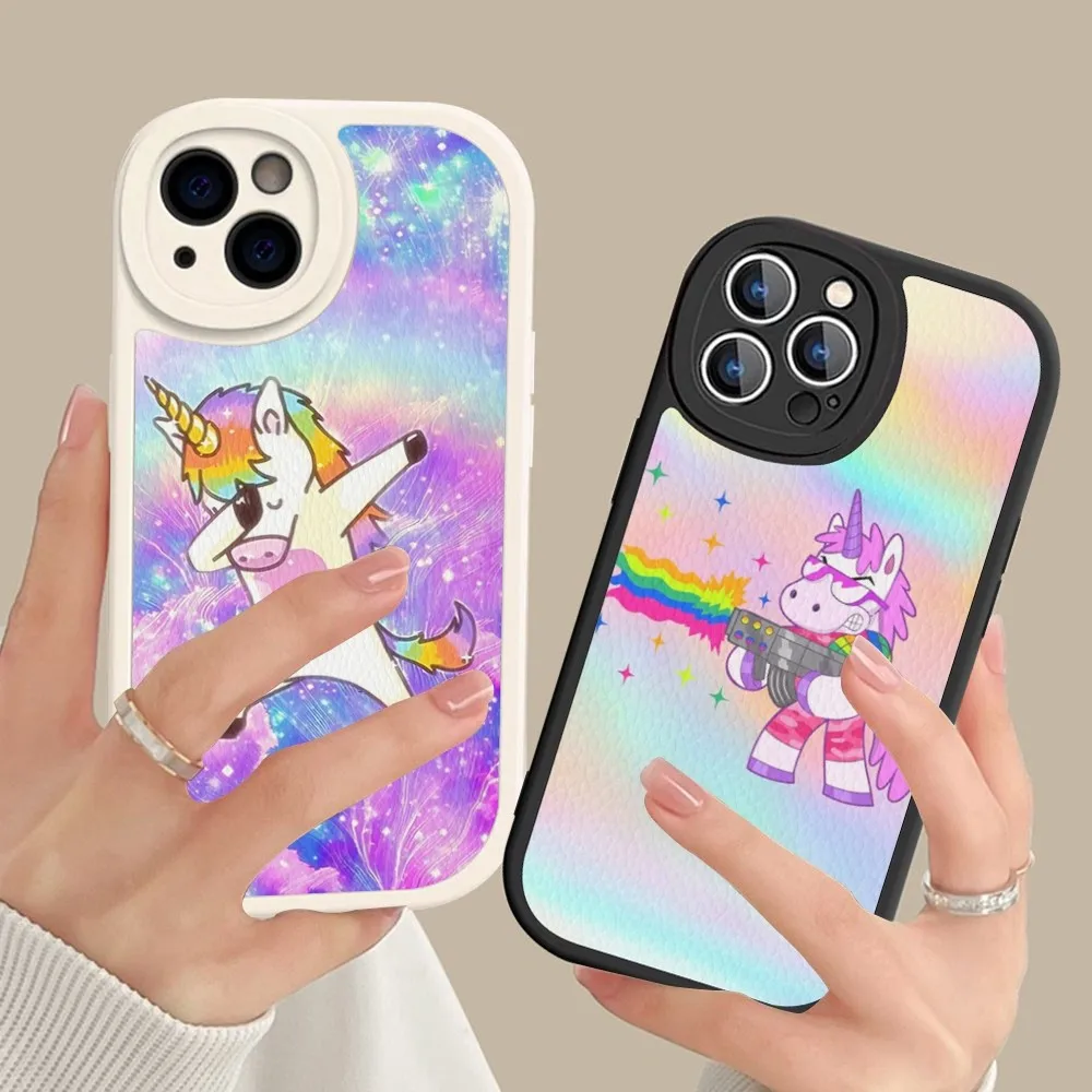 

Pink Unicorn Rainbow Phone Case Hard Leather For IPhone 14 13 12 Mini 11 14 Pro Max Xs X Xr 7 8 Plus Fundas