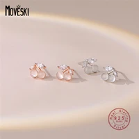 moveski 925 sterling silver cherry opal stud earrings for women simple small cute jewelry accessories