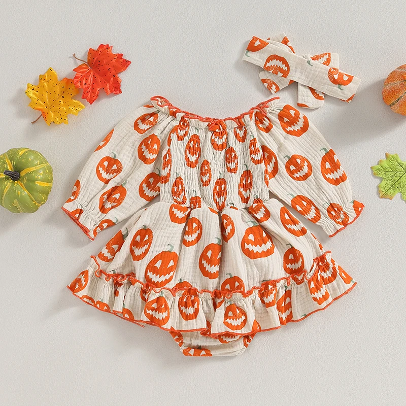 

2 шт., Детский комбинезон с длинным рукавом и цветочным принтом