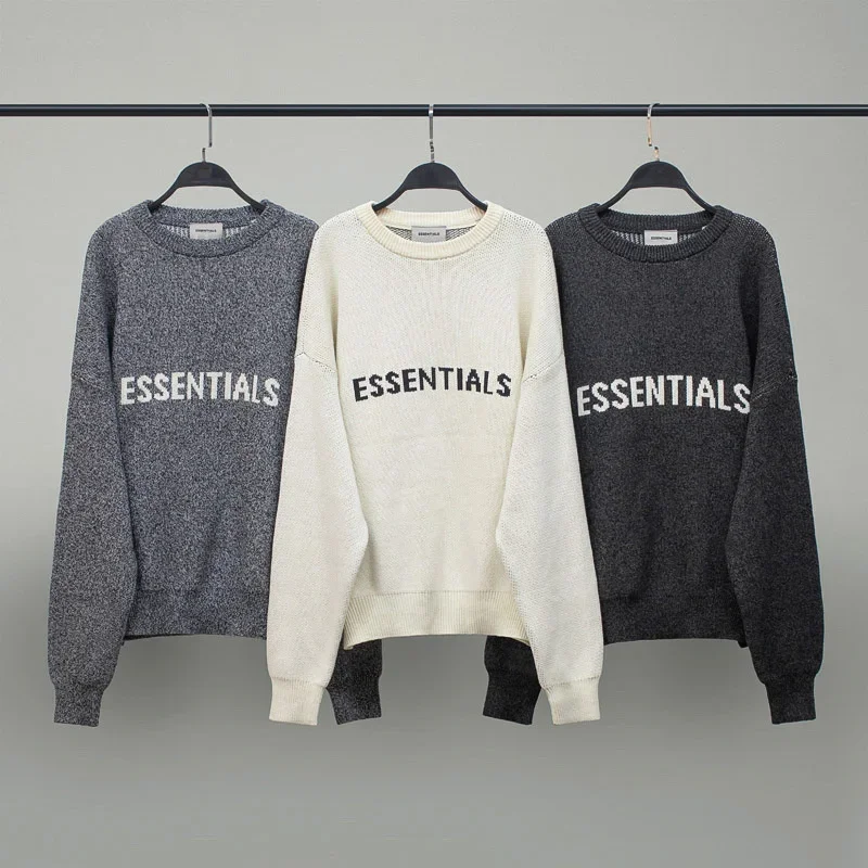 

ESSENTIALS Sweater Luxury Brand 1:1 Quality Streetwear Embroidery Loose Casual 100% Cotton Tops Knitting Pullover For Men Unisex
