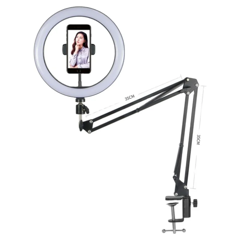 Factory 10 Inch Live Photographic Lighting Tablet Stand Holder Phone Clip With Ring Light Arm Stand For Live Record