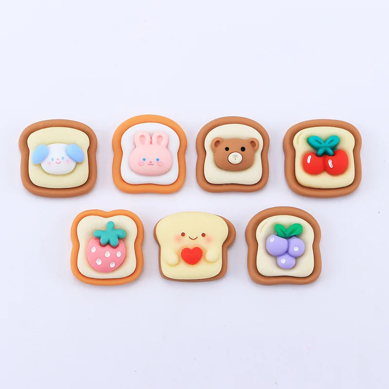 

10pcs Mini Kawaii Cartoon Cherry Totast Resin Flat Back Cabochons Scrapbook Diy Party Hairpin Accessories Home Decoration Craft