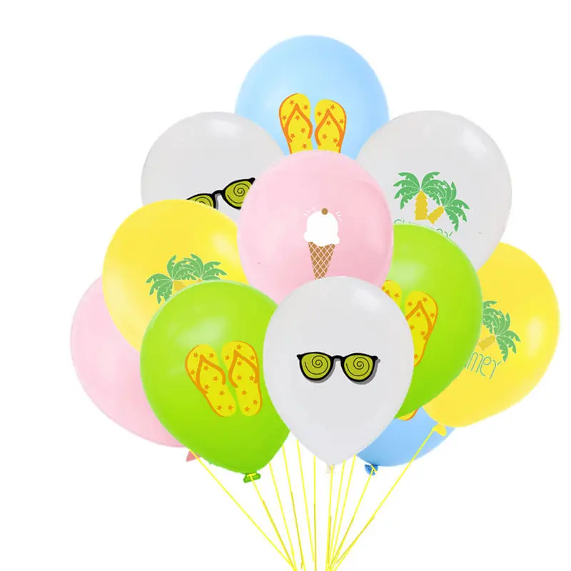 

100/200pcs Summer beach balloons 12inch 2.8G latex round White Blue Yellow Pink balloon hawaii happy birthday holiday party deco