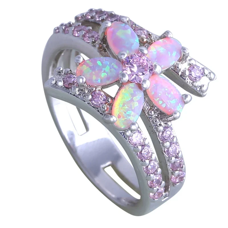 Женское кольцо из латуни с голубым Цирконом