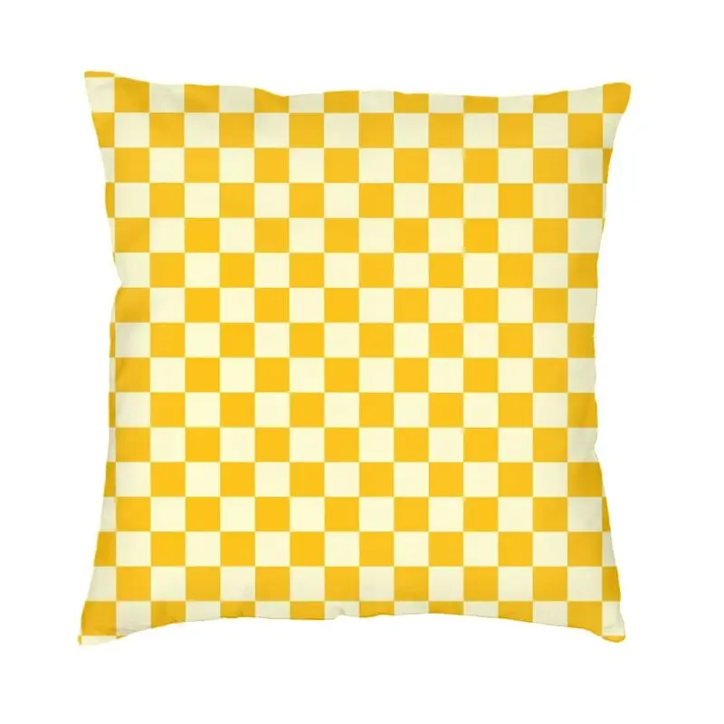 

Роскошная кремово-желтая Шахматная подушка для дивана, мягкая Геометрическая клетчатая подушка, чехол для телефона