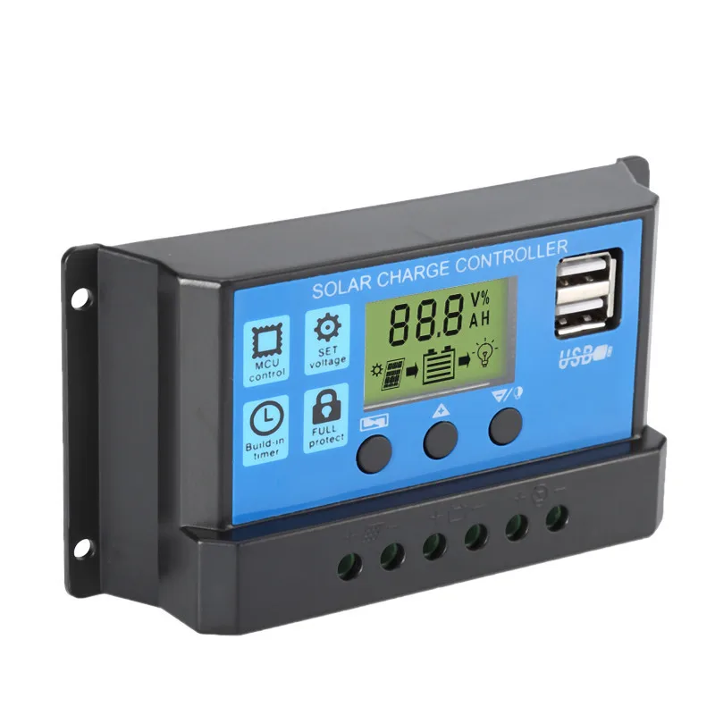

30A 20A 10A solar regulator 12v mppt 24v pwm solar charge controller solar panel charger battery regulator 5v DC Output