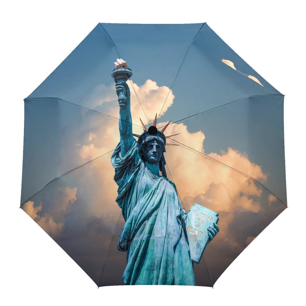 

Liberty Sky Torch Rain Foldable Umbrella for Women Males Eight Strands Sunny Umbrella Fully-automatic Umbrella