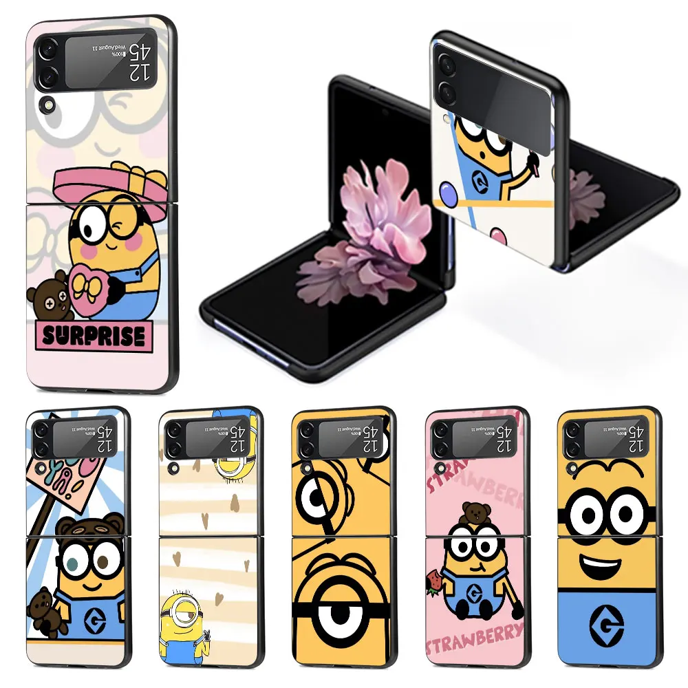 Забавный милый чехол M-Minionss для Samsung Galaxy Z Flip 3 4, флип-чехол для телефона P4 Flip3, черный Жесткий чехол из поликарбоната Zflip3, защитный чехол для телефона