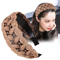 ladies headband chic hair accessories wide delicate lace embroidery women hairband for daily life hair band hair band