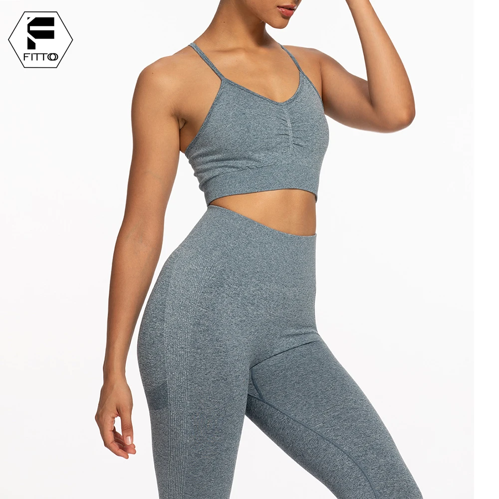 

Seamless Push Up Scrunch Leggings + Cropped Sports Bra Yoga Set Padded Adjustable Camisole Ruched Yoga Pants Tights Gym Clothing